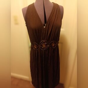 MixIt Brown Boho tied brown dress with embellishment. Size 14